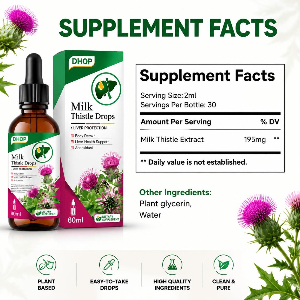 DHOP Gotas de Cardo Mariano, E - Milk Thistle Silymarin reseña y precio